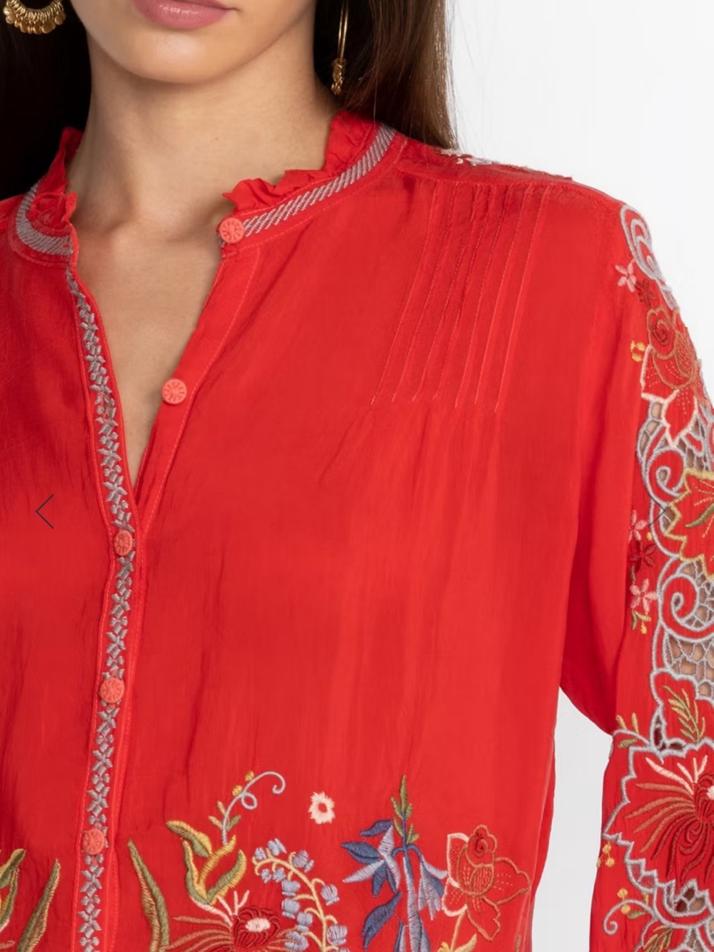 Johnny Was Ruelle Button Down Embroidered Blouse S - Picture 3 of 14